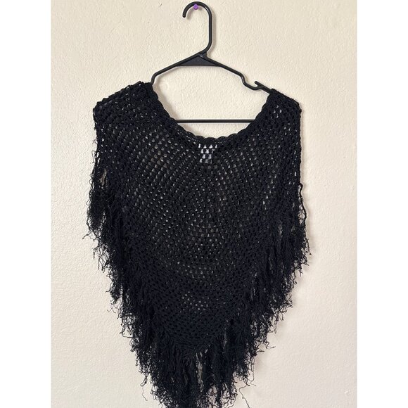 VTG Charlotte Russe Womens Size S Juniors Fringe Cover Up Shaw Y2K Boho Crotched - Picture 4 of 6